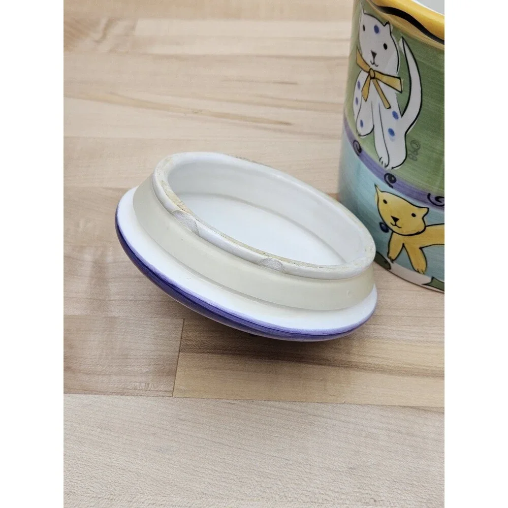 Trish Richman At Home Cat Good Kitty Ceramic Treat Canister Jar Hand Painted - Picture 4 of 8